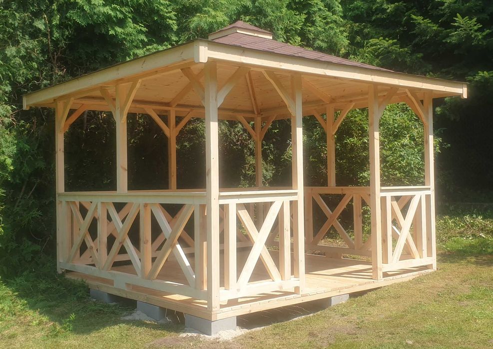 Altana drewniana z prusami 3x3 Pergola Altanka Taras Wiata domek ogród