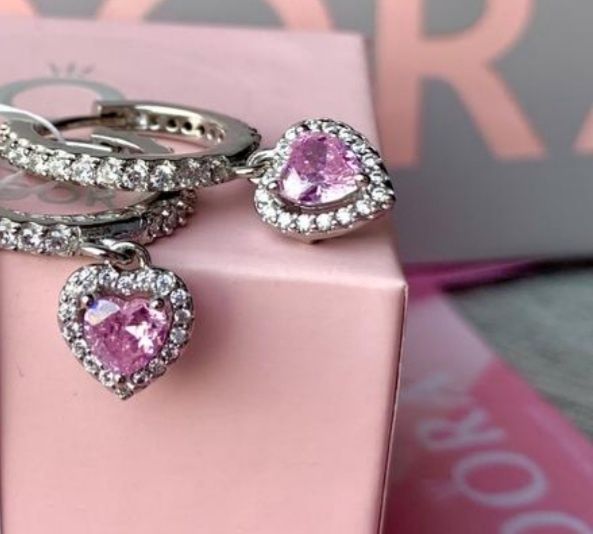 Серьги с розовым сердечком