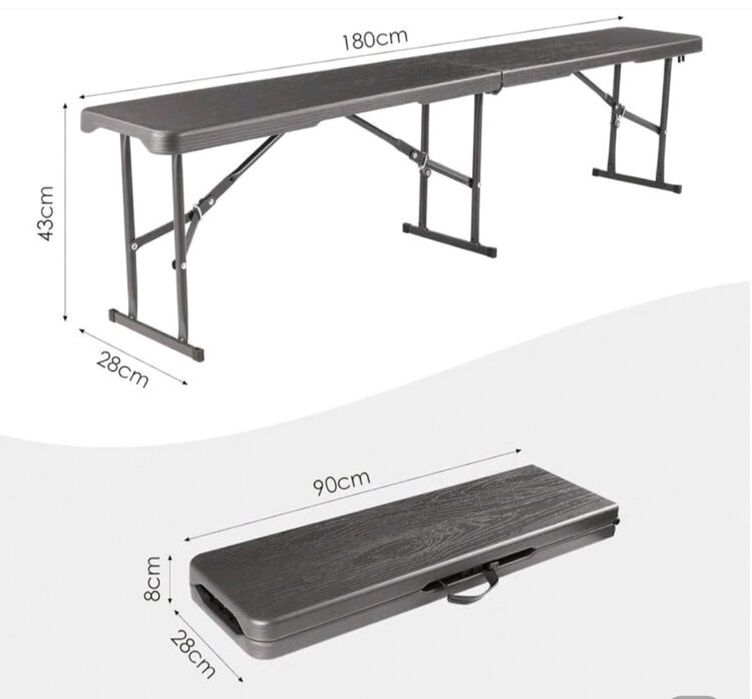 2 bancos dobraveis cor cinza novos