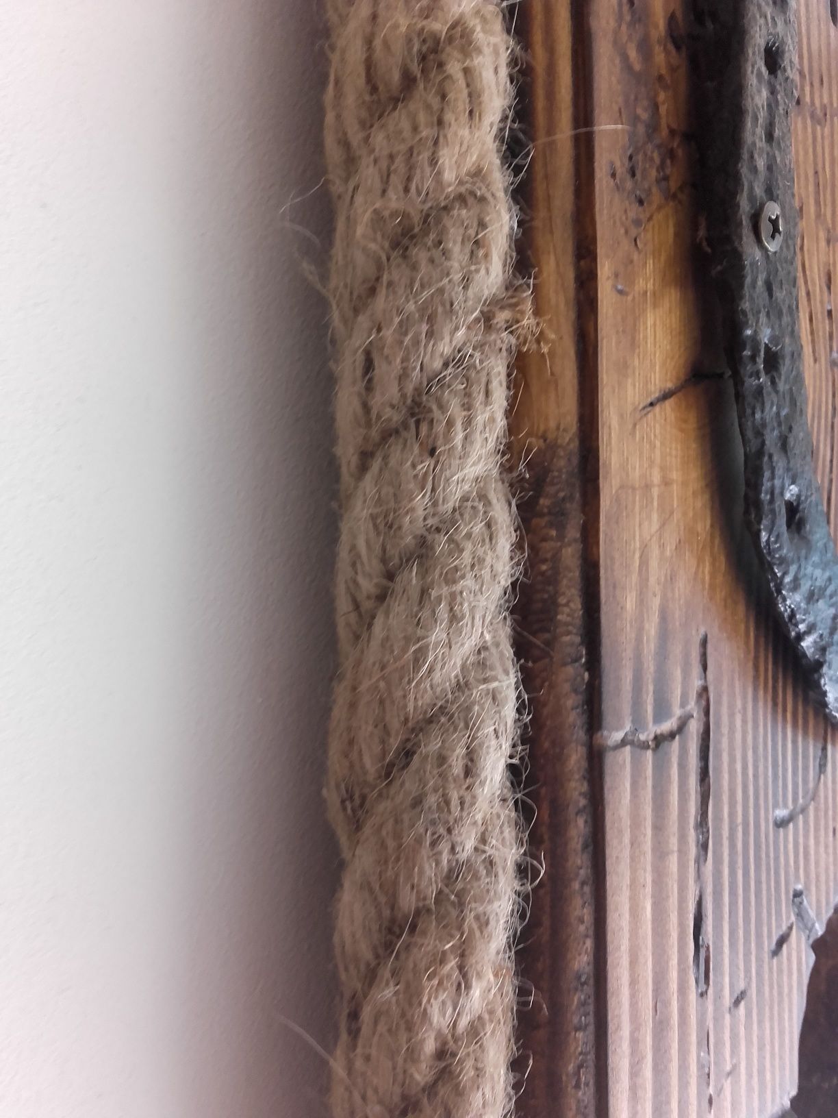Podkowa na szczęście drewniana ozdoba sznur handmade