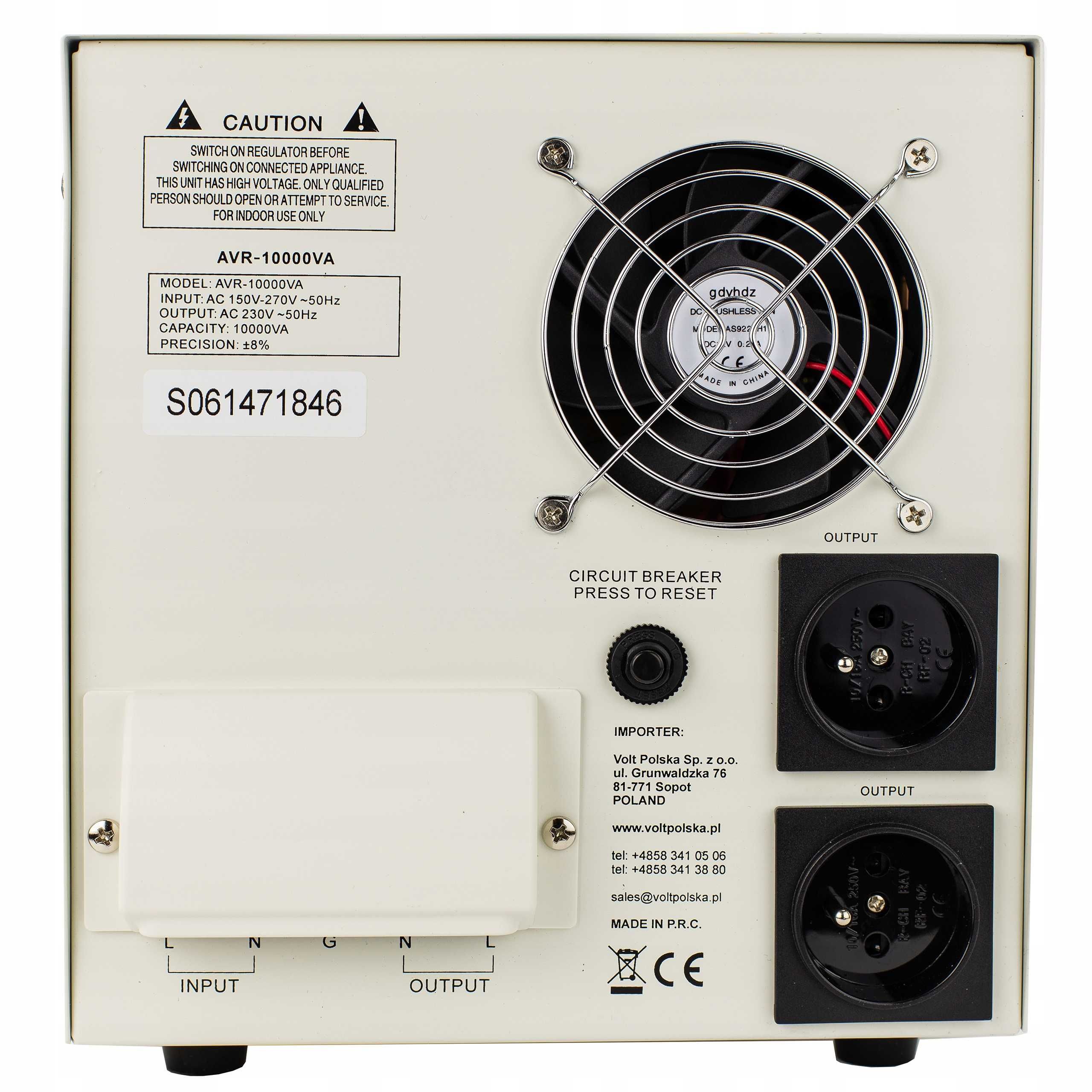 Stabilizator napięcia prąd AVR 10000VA VOLT POLSKA