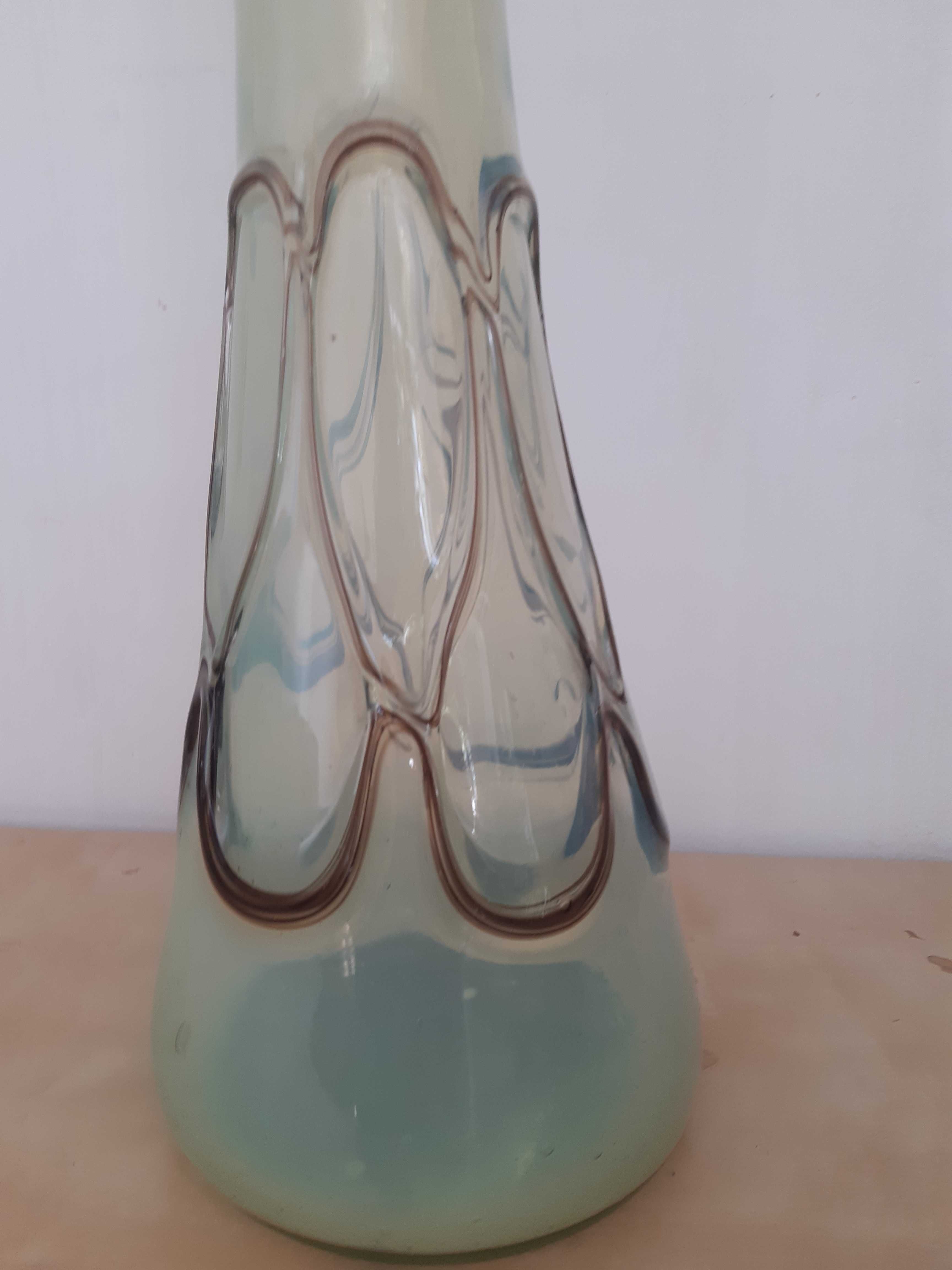 Szklany wazon PRL 66 cm / szkło PRL