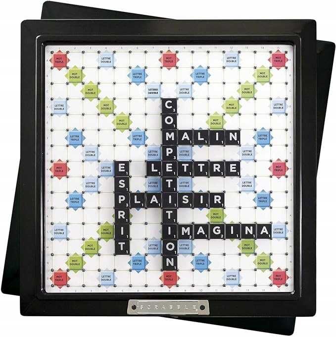 Mattel SCRABBLE gra dla 4 osób, obracana plansza j. Francuski