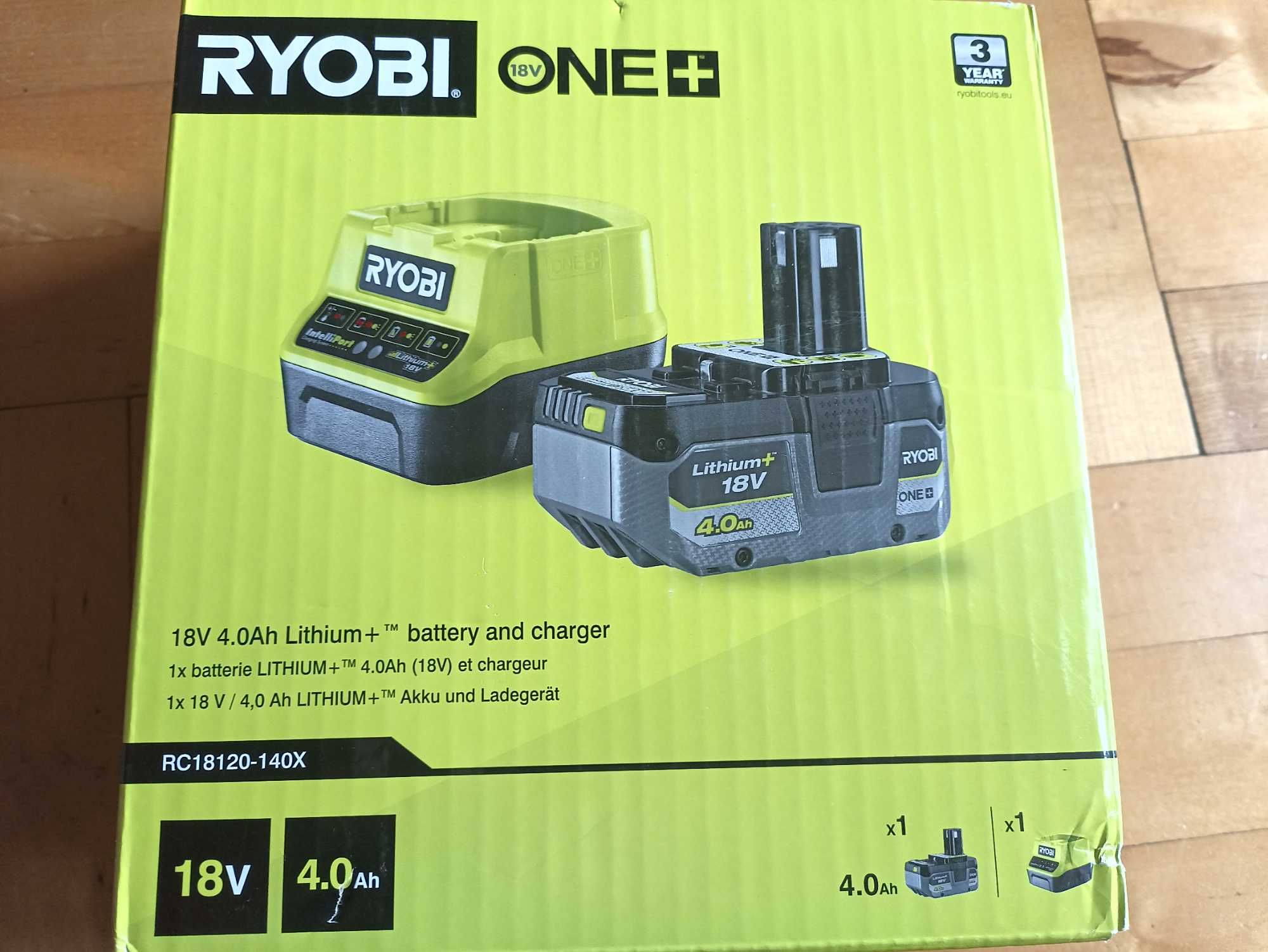 Ryobi Aku/Akumulaotr/Bateria 4ah + ładow.RC18120 Nowe 3 lata gwarancji