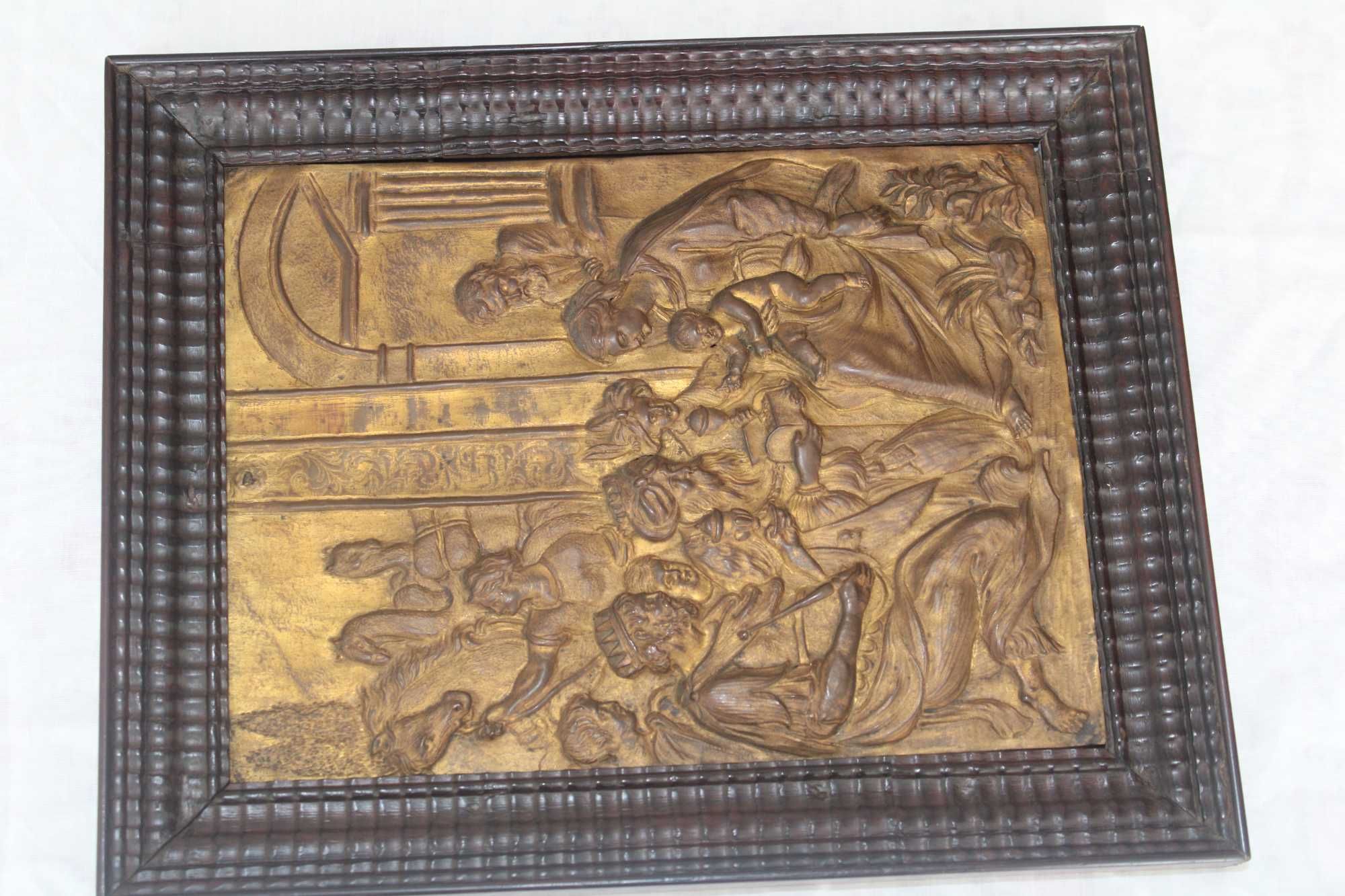 Nacimento de Jesus com os Reis Magos, bronze dourado,  relevo, sec.XiX