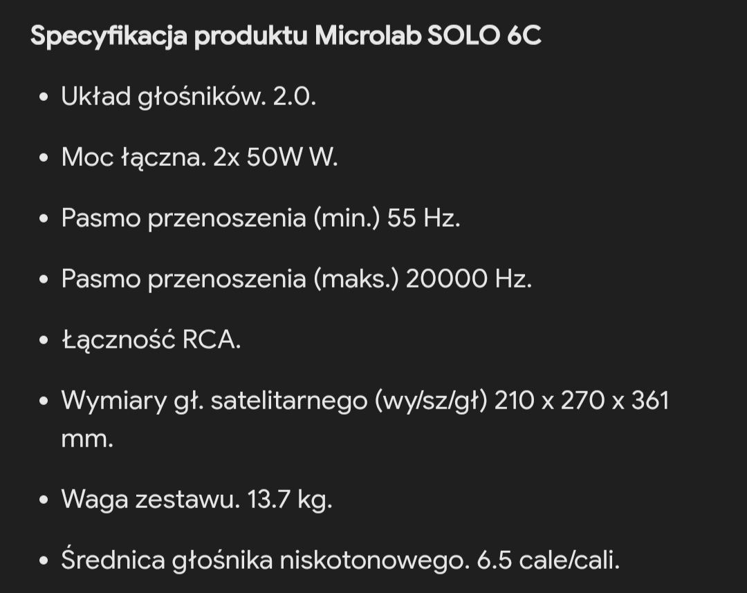 Kolumny aktywne głośniki Microlab solo 6c