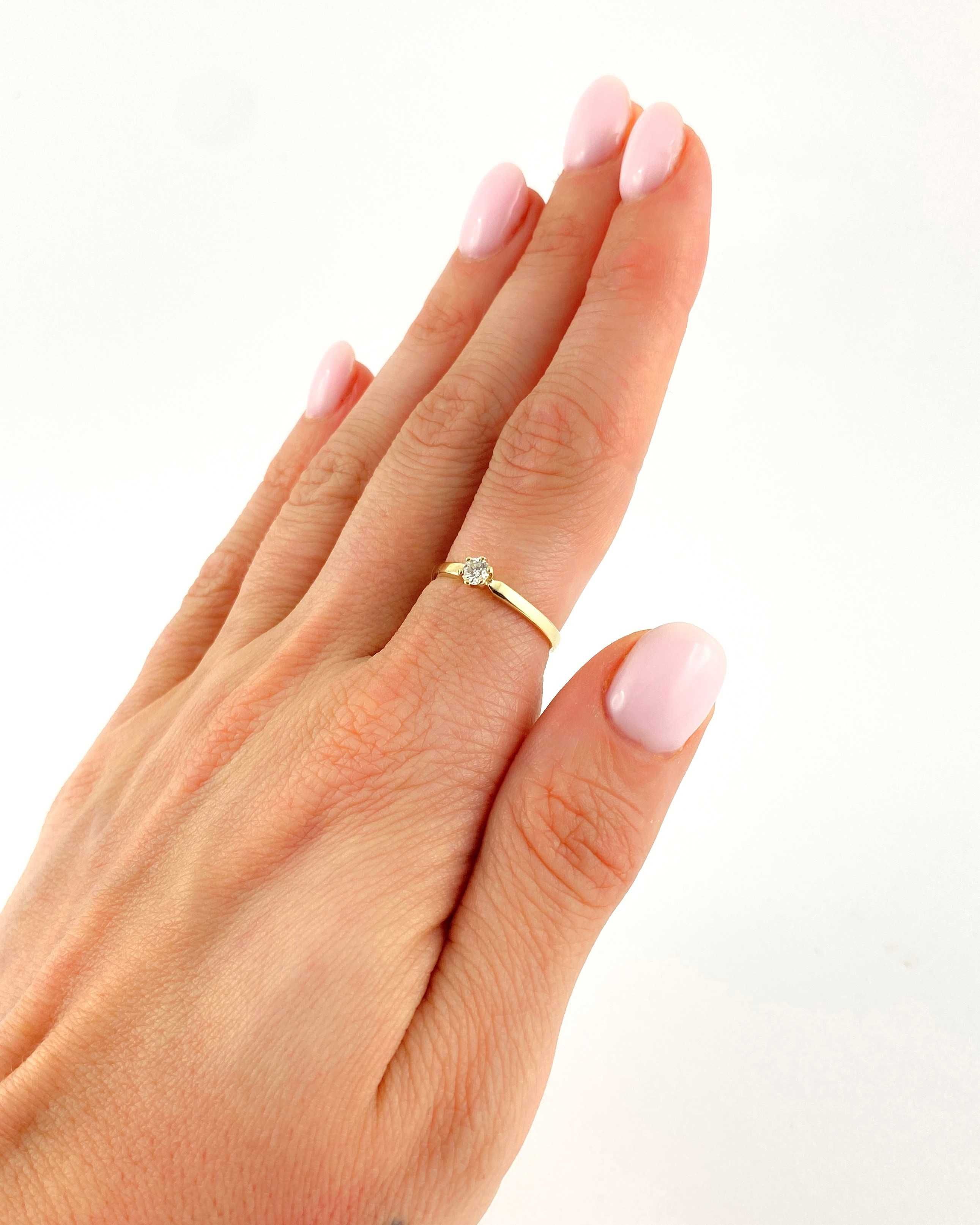 Piękny ZŁOTY pierścionek DIAMENT brylant 0,15ct PR. 585 (14K) rozm. 12