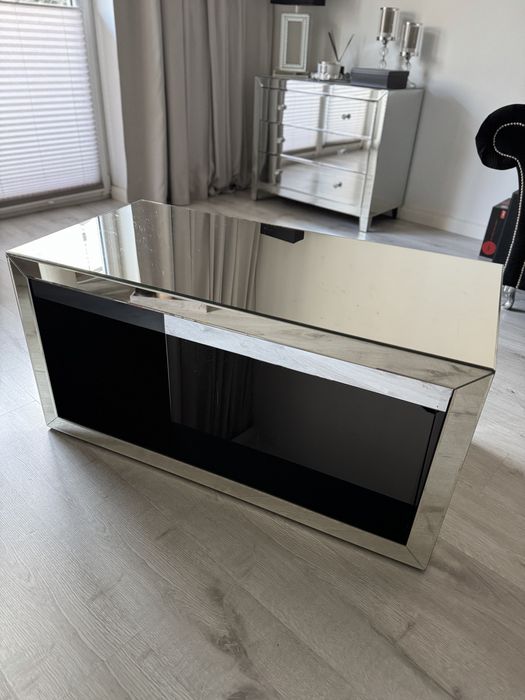 Stolik kawowy glamour szklany lustrzany czarny 100x50x50 Home&you