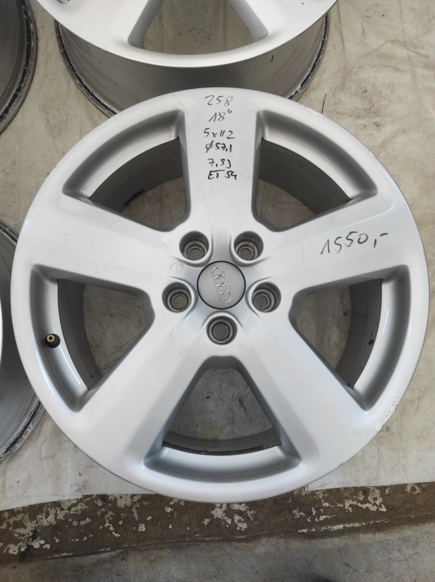 258 Felgi aluminiowe ORYGINAŁ AUDI R 18 5x112 otwór 57,1