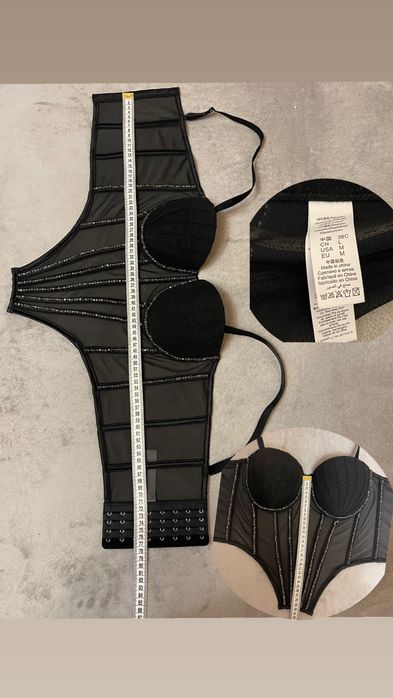 Корсет з жатою чашкою та камінцями