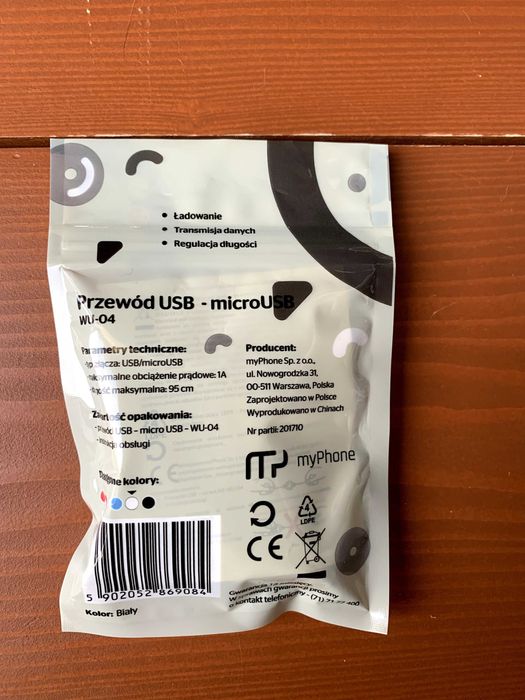 Zwijany przewód USB - micro USB biały Smarty