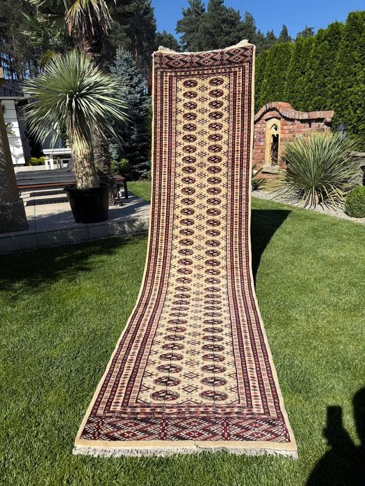 Chodnik Dywan kaszmirowy Pakistan Buchara ART DECO 385x96 galeria10tyś