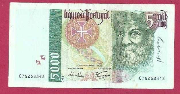 Notas de Portugal  3 Notas de 5.000 Escudos ch1-ch2A e ch3