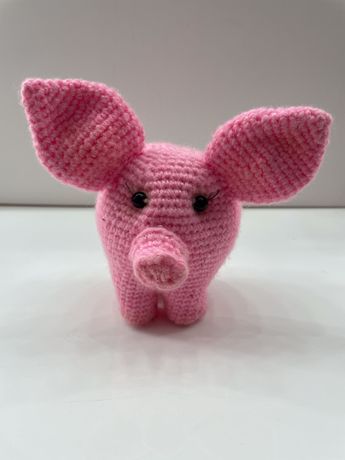 Игрушка Свинка, поросенок розовая вязаная. Хрюша сувенир