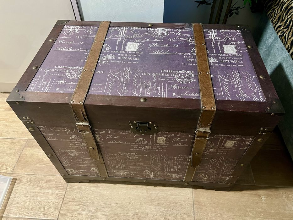 Baú ilustrado com muita arrumação