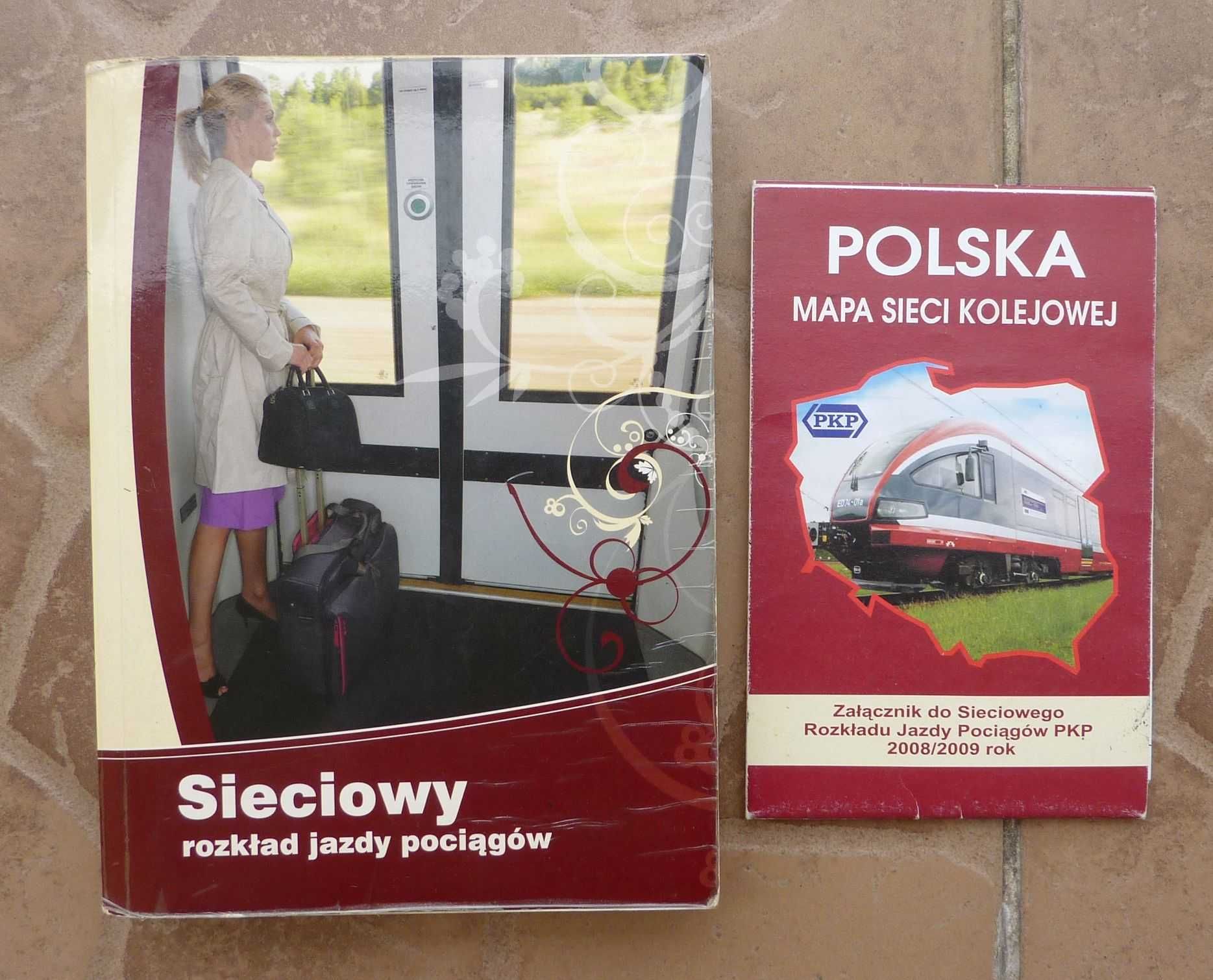 sieciowy rozkład jazdy pociągów 2008 - 2009 + mapa sieci kolejowej PKP