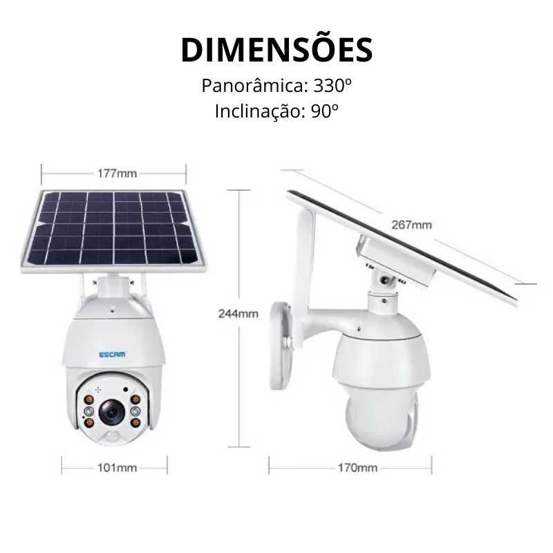(NOVO) Câmara IP Vigilância 1080P 360º| WI-FI Sem Fios | Solar+Bateria