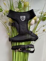 Czarne, odblaskowe, regulowane, miękkie szelki dla psa, rozmiar L