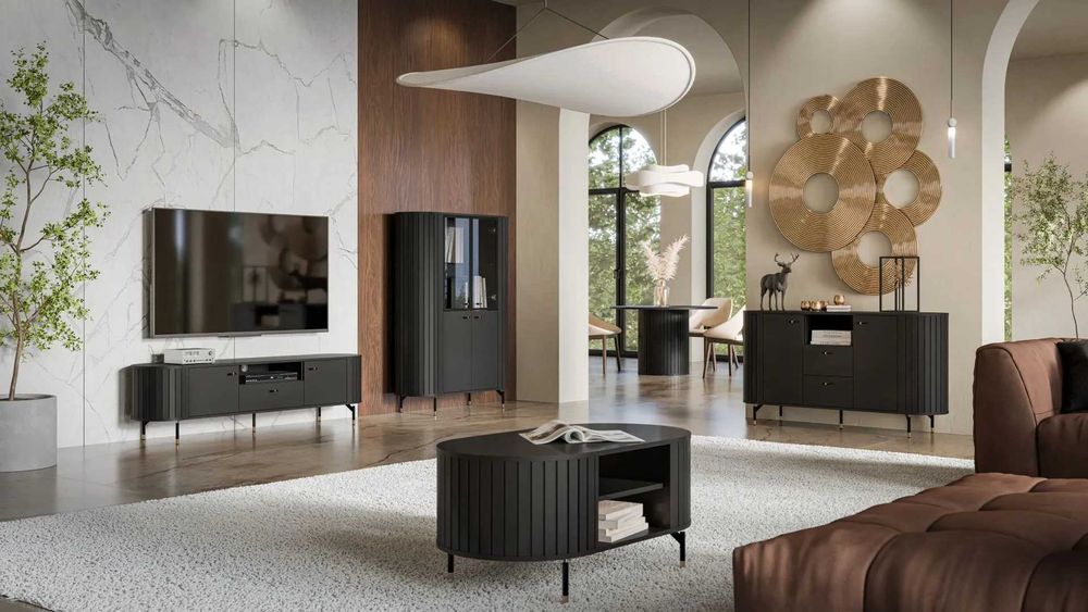 Stół Okrągły Rozkładany ZANTE Z Ryflowaną Nogą ZA8 ZA9 LOFT Biały