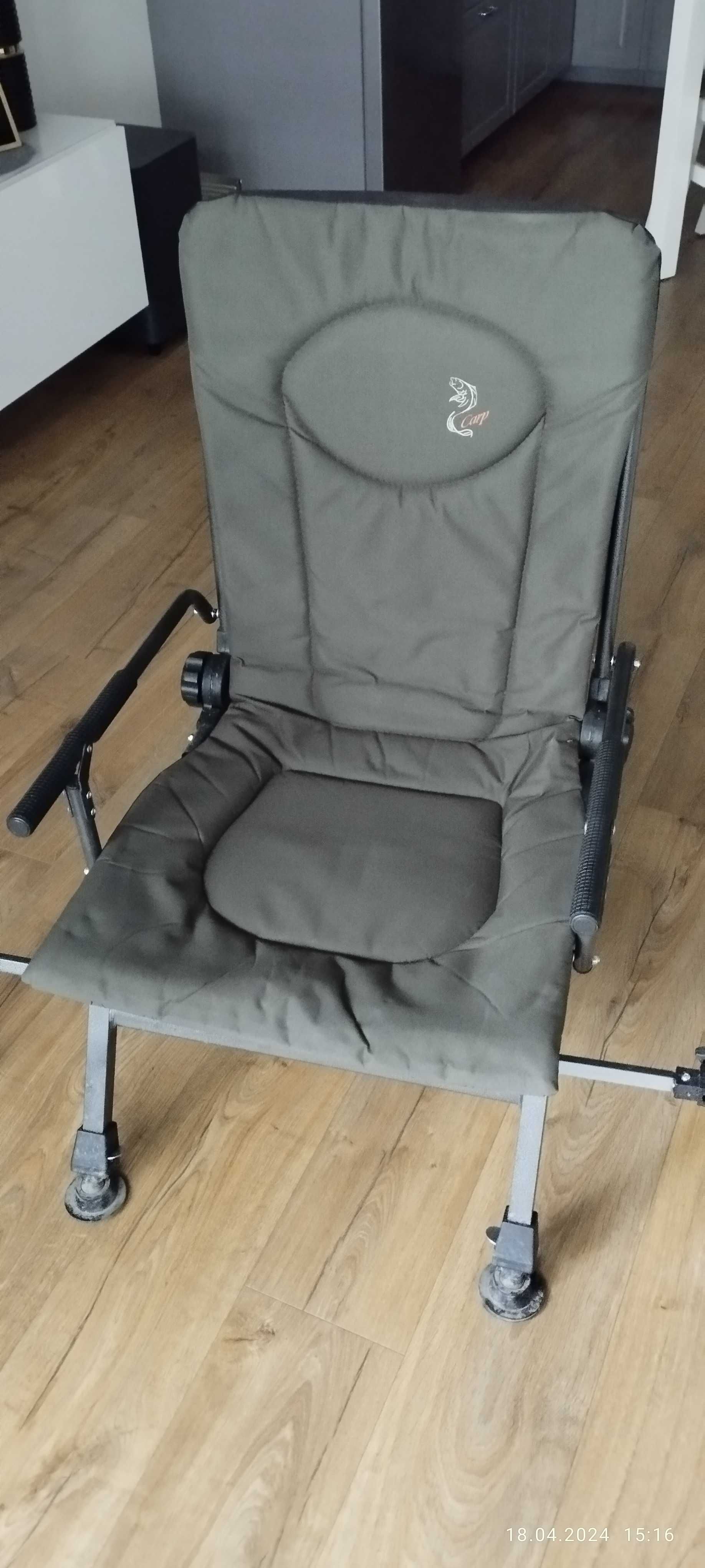 Fotel krzesło wędkarskie feederowe elektrostatyk F5R +adaptery +półka