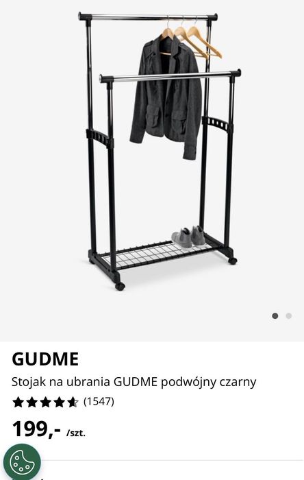Podwójny, regulowany wieszak na ubrania