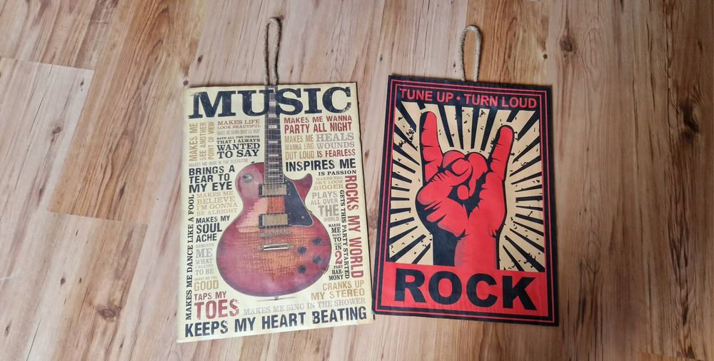 Plakaty obrazy retro na ścianę wiszące na sznurze rock muzyka muzyczne