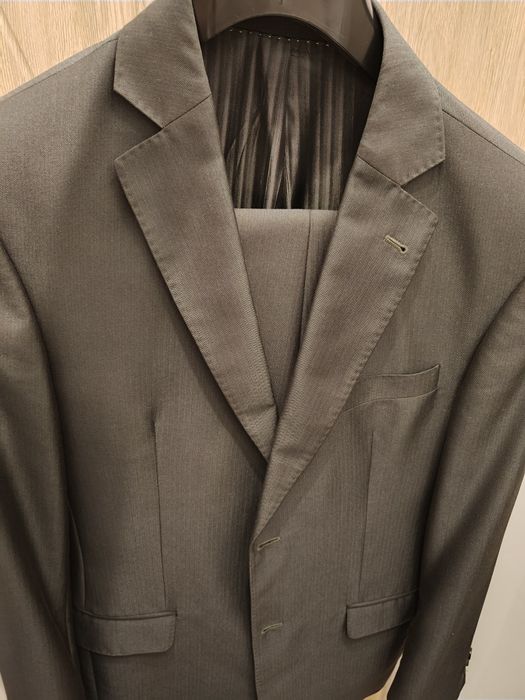 Garnitur slim Maurice Olbert - grafitowy w paski - 176cm