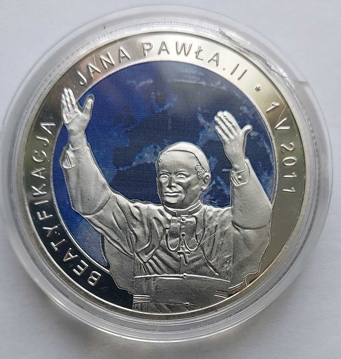 Stebrna moneta Jan Paweł II Beatyfikacja 2011r.