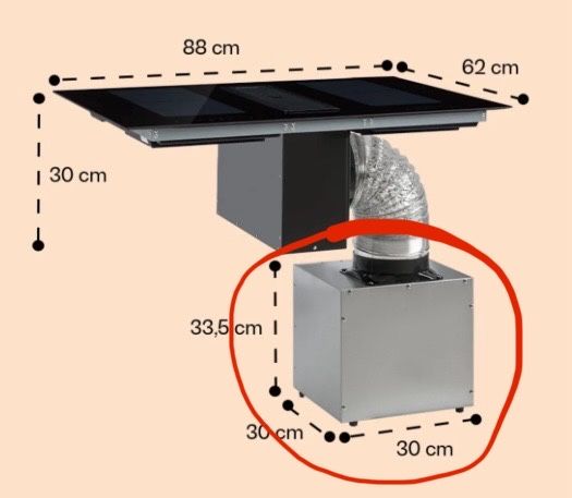 System wyciągu DownAir do płyty indukcyjnej  okap Klarstein