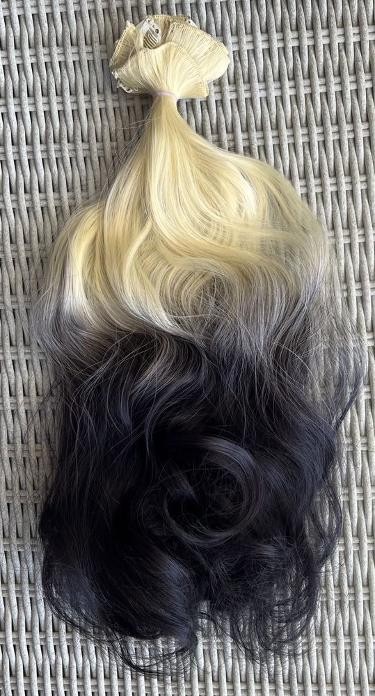 Premium Ultra włosy doczepiane, blond / czarny /ombre clip in loki