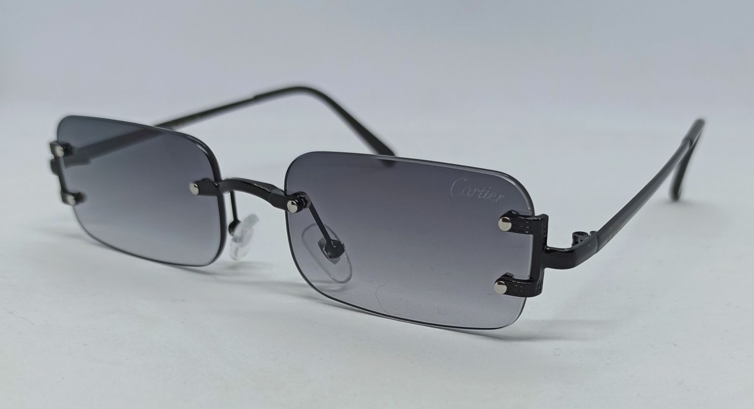 Cartier очки унисекс темно серый градиент узкие модные безоправные