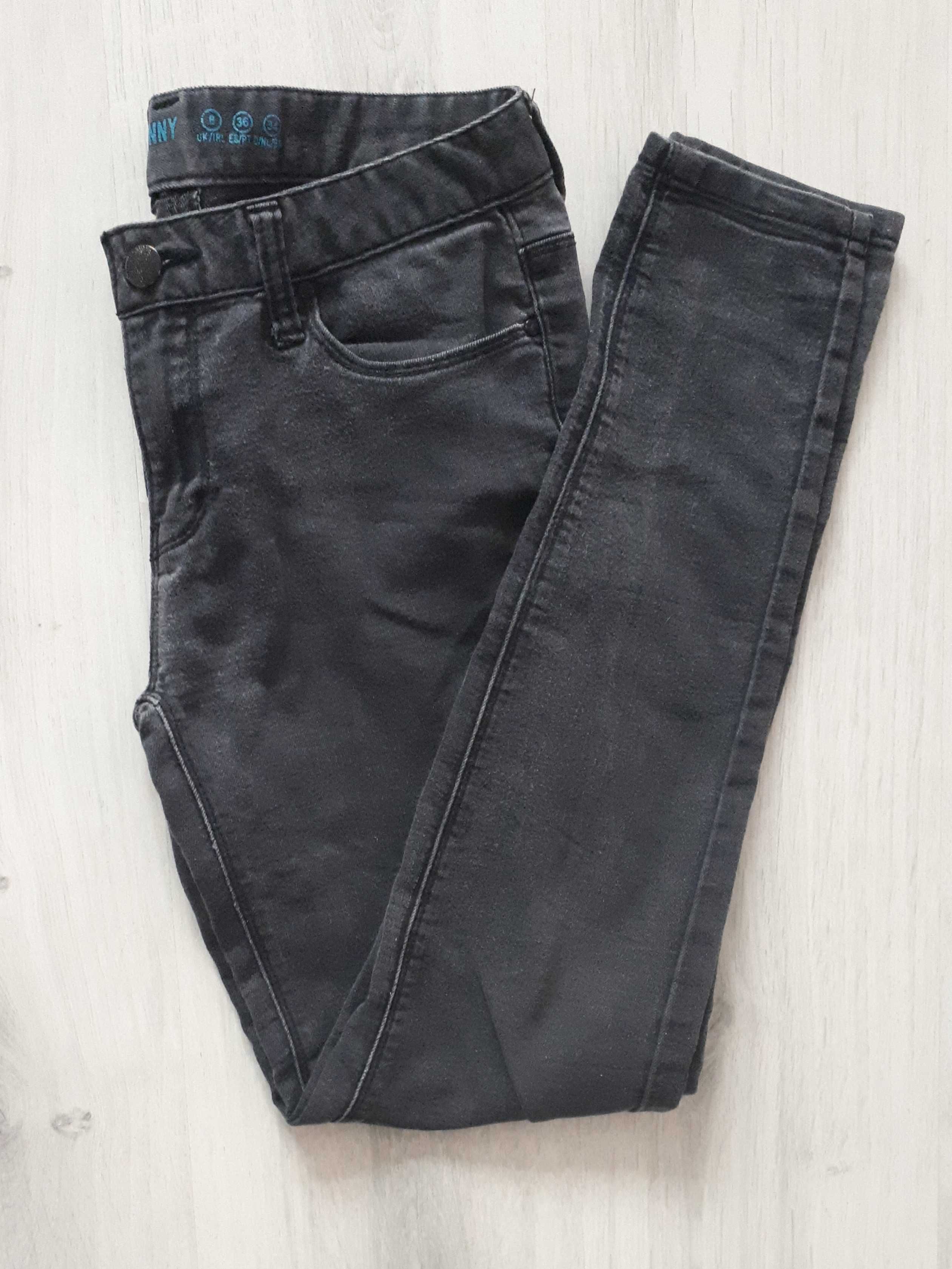 Spodnie skinny jeansy szare biodrówk S M