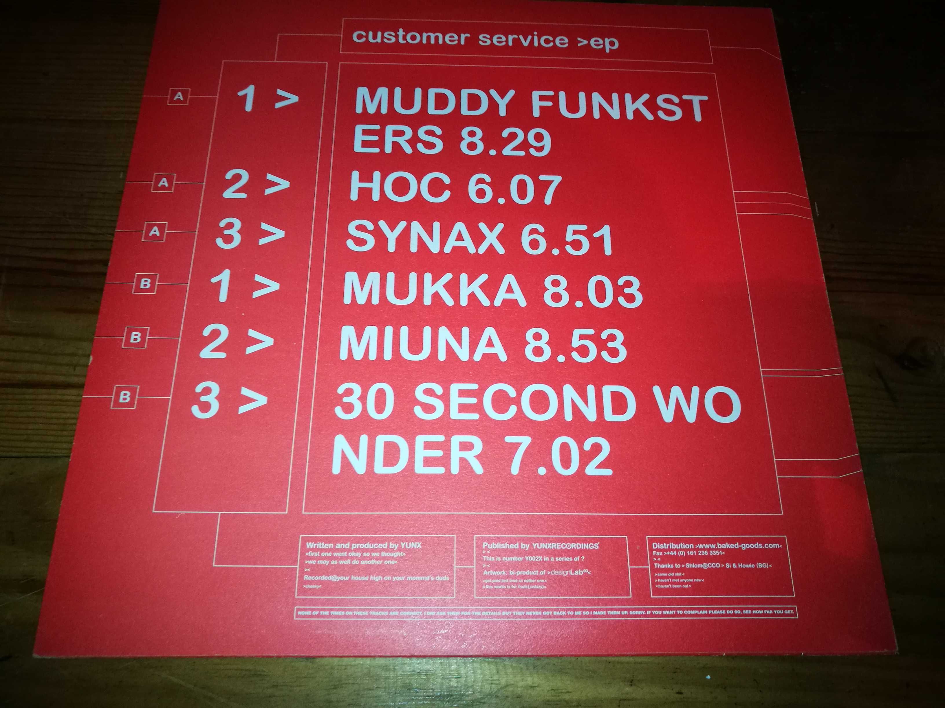 YUNX   (Electrónico) - Customer Service  EP  EP 33 RPM 12’