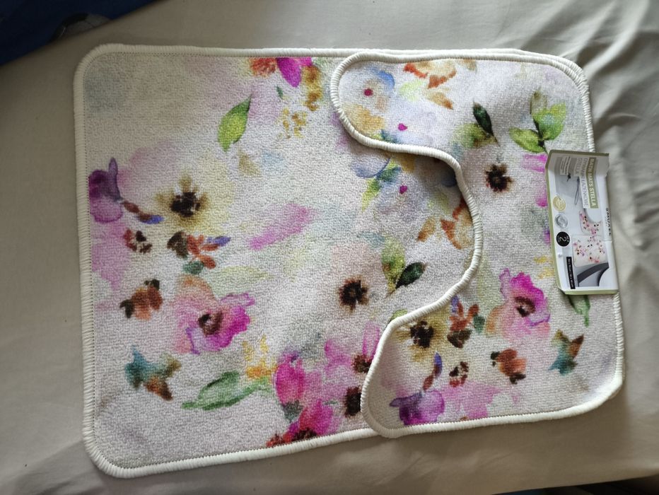 Chodniczki dywaniki łazienkowe komplet kwiaty nowe