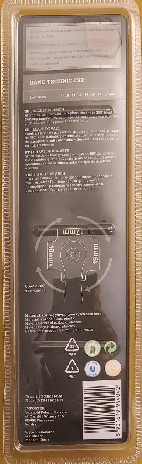 Klucz nasadowy Niteo Tools wielofunkcyjny nastawny 48w1