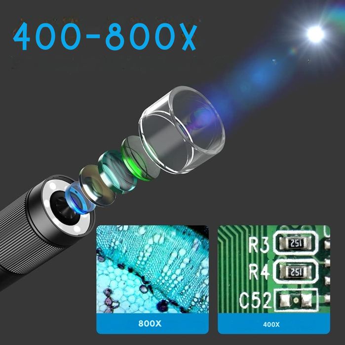 Przenośny Mikroskop Cyfrowy 800x Ekran LCD Oświetlenie LED karta SD