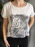 T-shirt koszulka biała z nadrukiem oversize s m 36 38 sinsay kwiaty