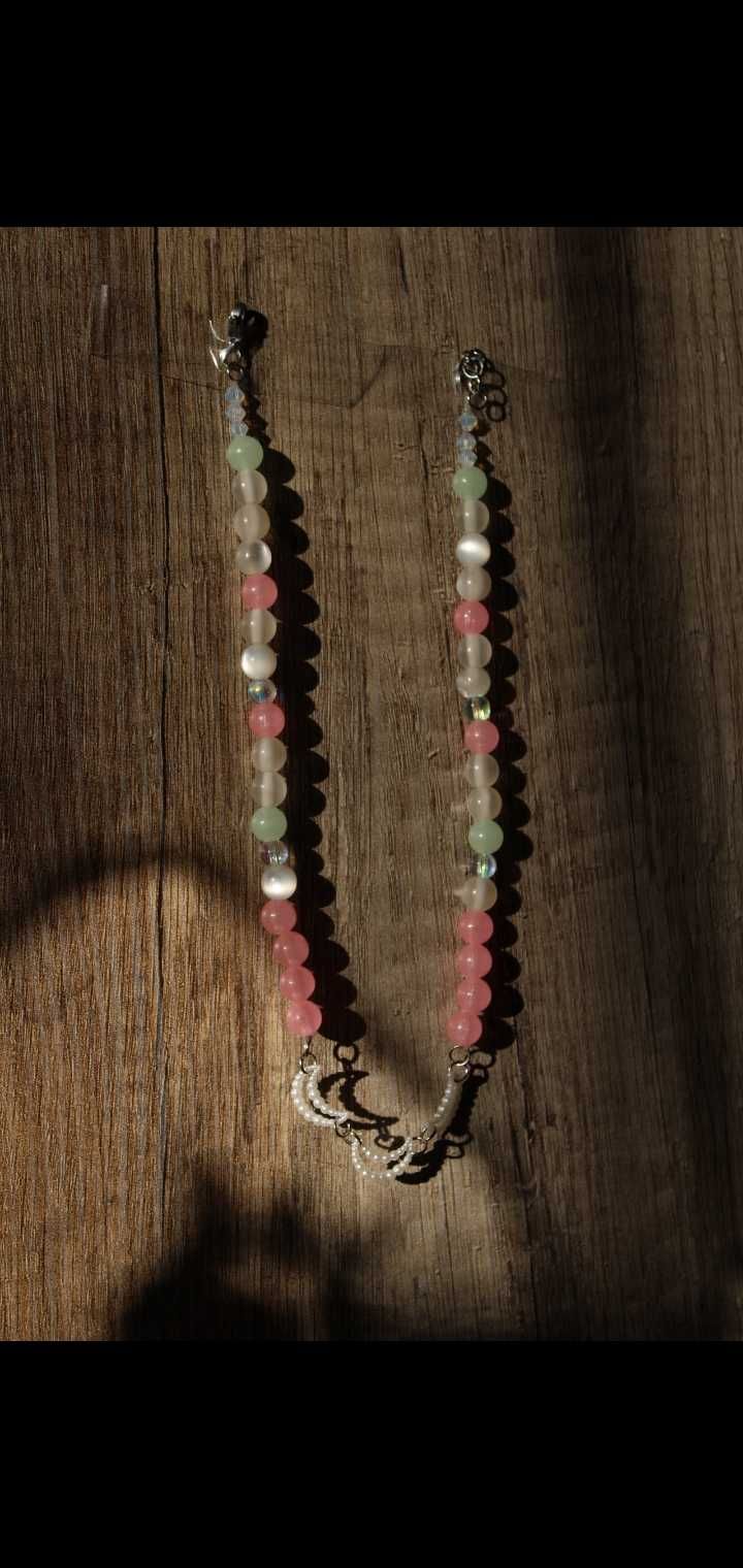 Naszyjnik handmade biżuteria księżyce kolorowe na prezent