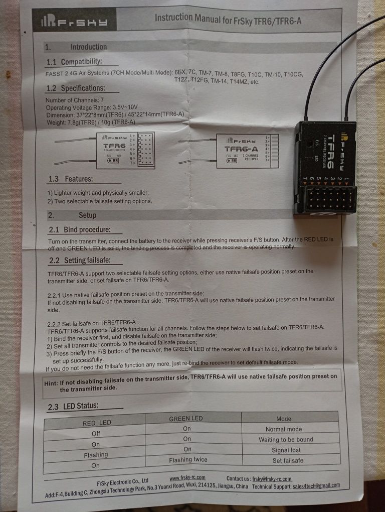 Recetor FrSKy para rádio