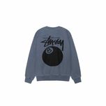 Худі STUSSY 8 Ball Crew Pigment Dyed Washed Blue