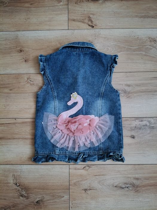 Kamizelka jeansowa z łabędziem carry 140