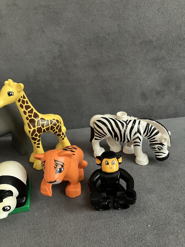 Lego duplo zoo, słoń, żyrafa, małpa, zebra