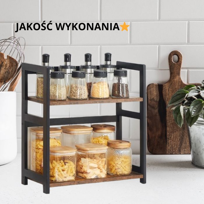 PÓŁKA REGAŁ KUCHENNY ORGANIZER Bambusowa Blat na Przyprawy Stojak!