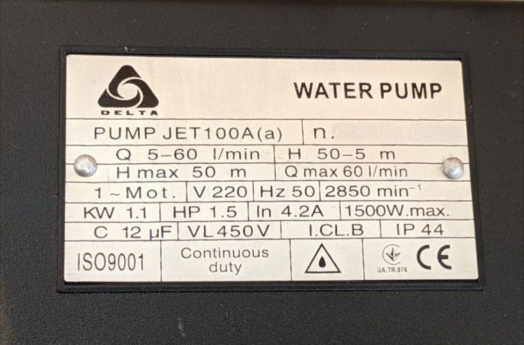 JET100 насосная станция 1.1 кВт 3600 л в час 50 м напор