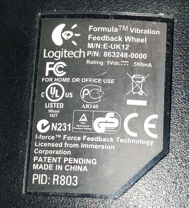 Ігрове кермо Logitech Formula Vibration Feedback Wheel E-UK12