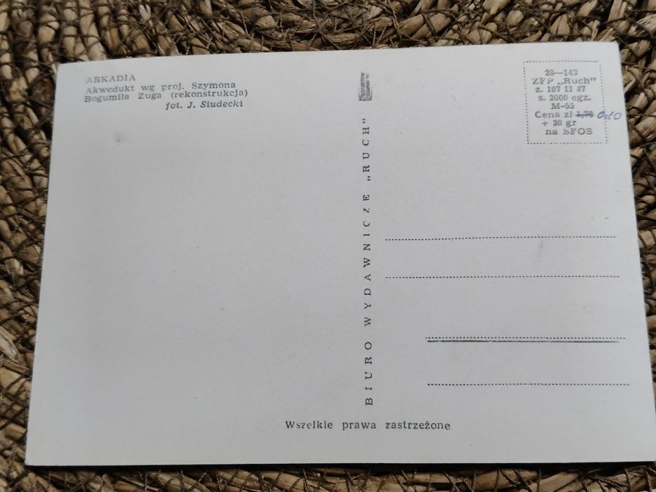 Stara vintage PRL pocztówka Arkadia Akwedukt