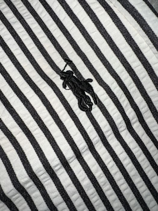 Штани в смужку лого Polo світло бежеві для дівчинки