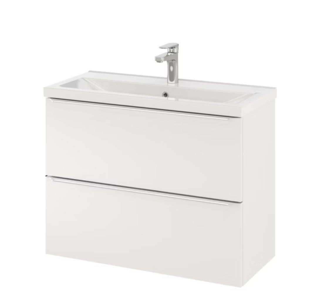 Szafka pod umywalkę GoodHome Imandra Slim wisząca 80 cm biała