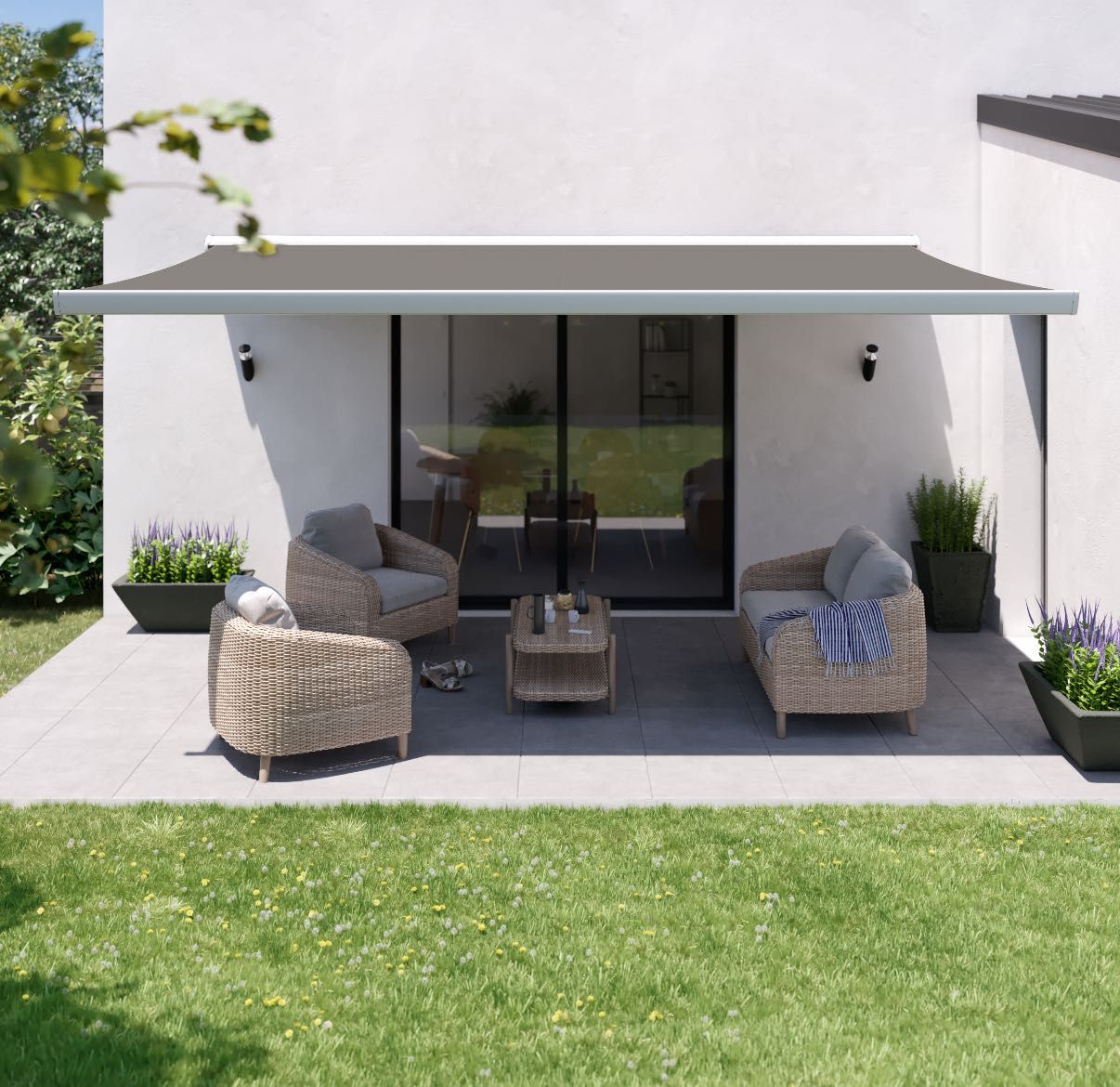 Toldo motorizado cofre Naterial Zefir com tela 5x3 m
