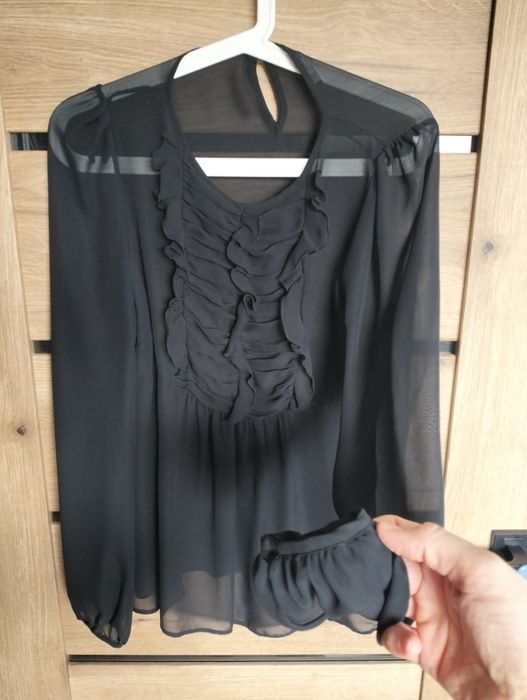 Primark, Atmosphere,czarna bluzka damska, mgiełka, prześwitująca, M/38